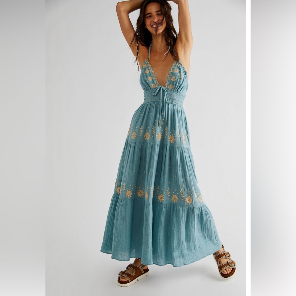 Real love embroidered maxi dress